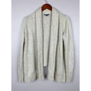 Vince Cardigan Sweater Open Front Beige Gray Long Sleeve Shawl Collar Women's M